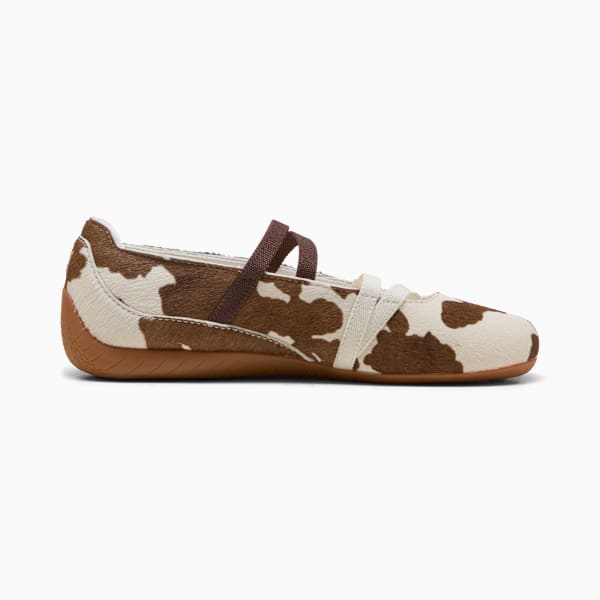 Speedcat Ballet Cow Print Women's Sneakers, Chocolate Brown-Warm White, extralarge
