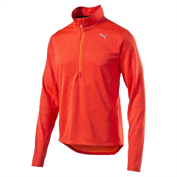 Running Men's Half Zip Long Sleeve, Red Blast Heather, extralarge-IND