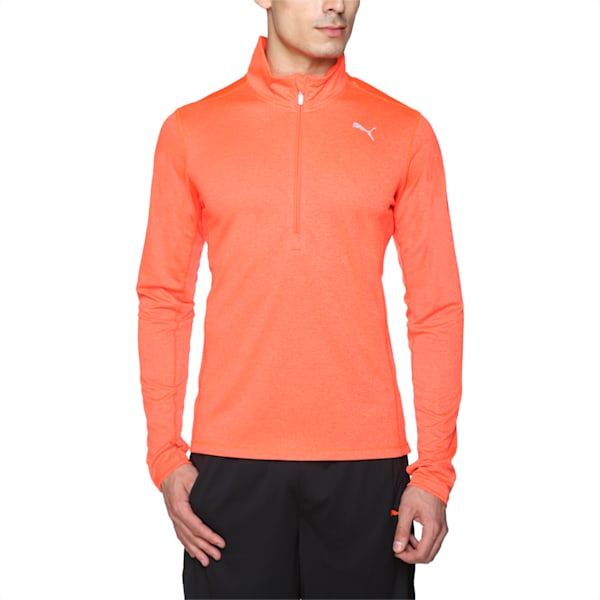Running Men's Half Zip Long Sleeve, Red Blast Heather, extralarge-IND