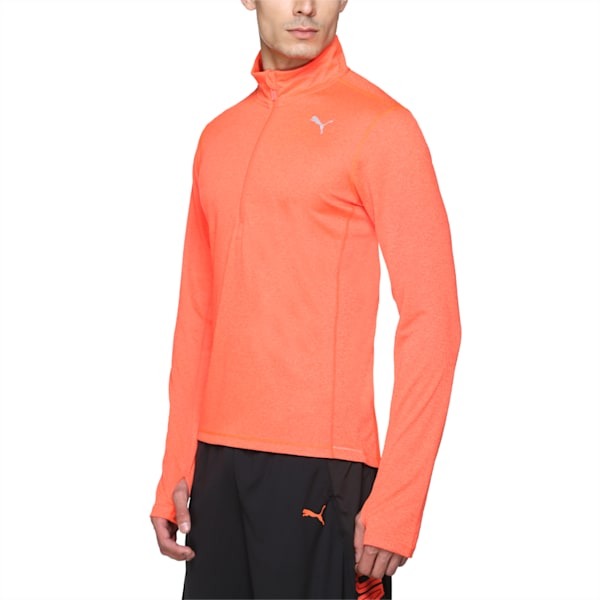Running Men's Half Zip Long Sleeve, Red Blast Heather, extralarge-IND