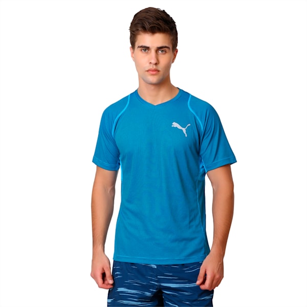 Active Training Vent Stripe T-Shirt, atomic blue-w/ Black, extralarge-IND