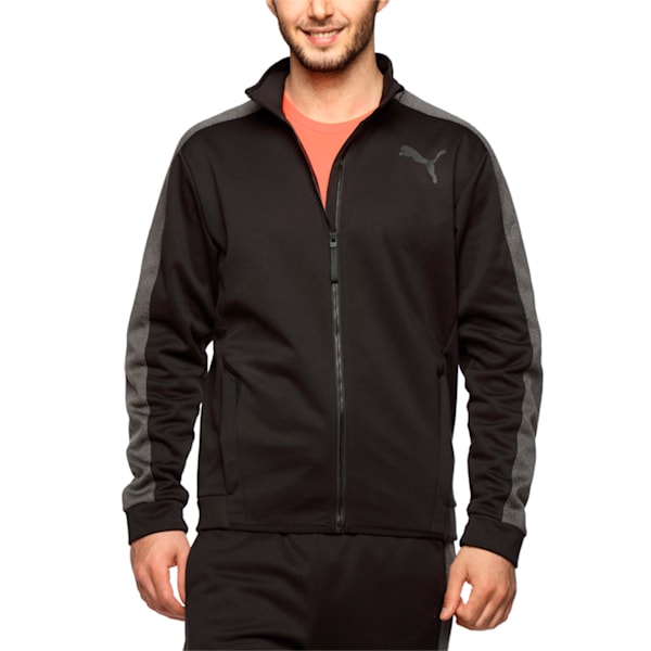 Tech Fleece Men's Full Zip Jacket, Puma Black-Asphalt Heather, extralarge-IND