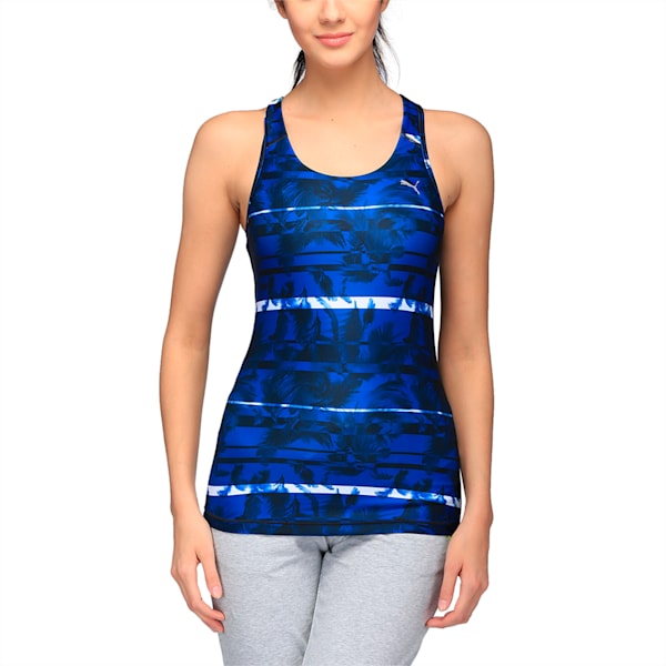 Training Essentials Women's Graphic Tank Top, black-true blue-explosive pt, extralarge-IND