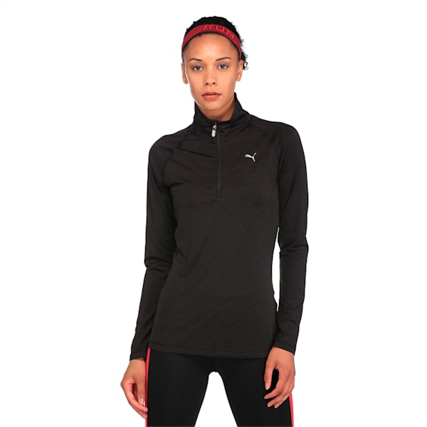 Running Women's Half Zip Long Sleeve, Puma Black Heather, extralarge-IND