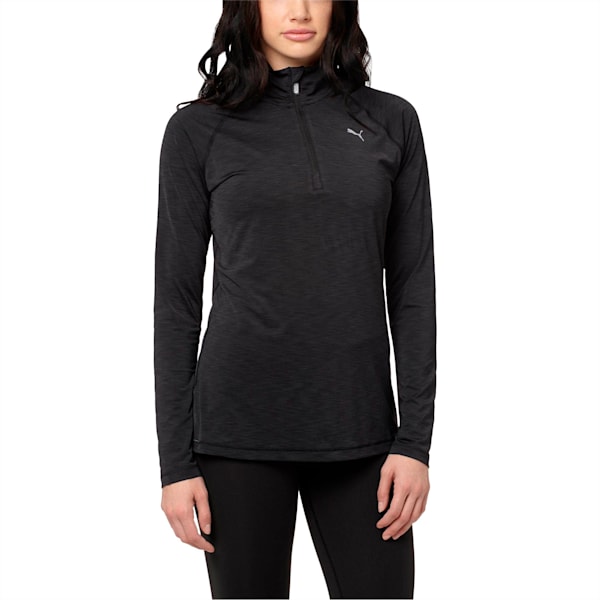 Running Women's Half Zip Long Sleeve, Puma Black Heather, extralarge