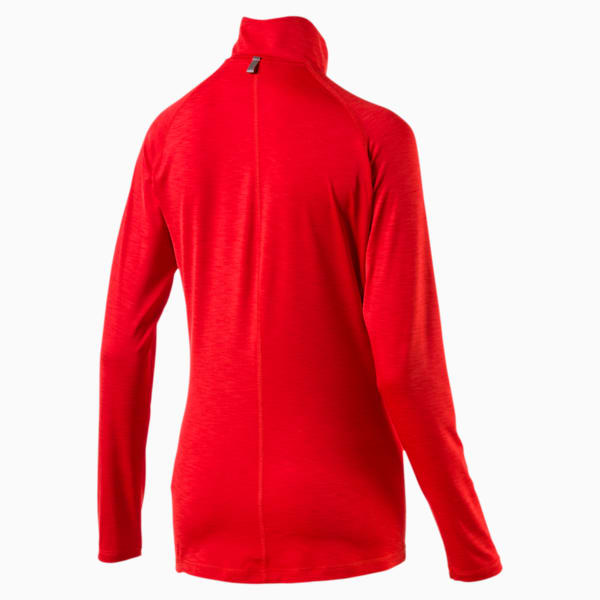 Running Women's Half Zip Long Sleeve, Poppy Red Heather, extralarge
