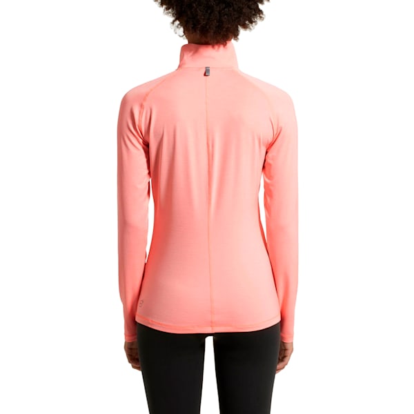 Running Women's Half Zip Long Sleeve, Soft Fluo Peach Heather, extralarge