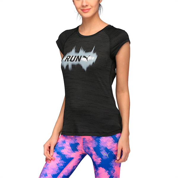 Running Women's T-Shirt, Puma Black Heather, extralarge-IND