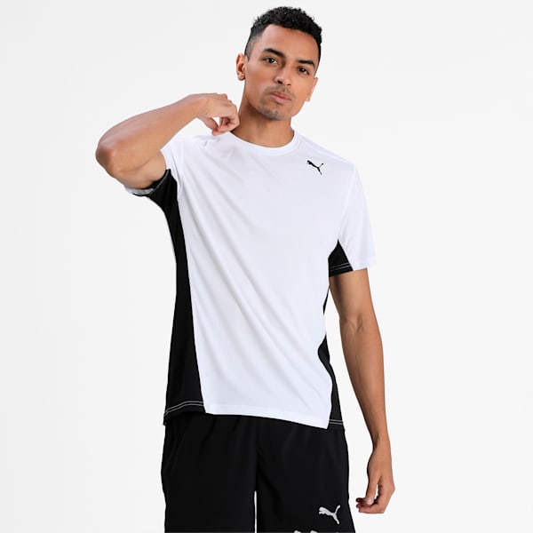 Cross the Line Short Sleeve dryCELL Men's Top, Puma White-Puma Black, extralarge-IND