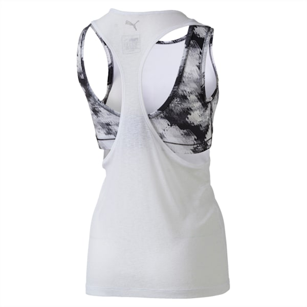 Active Training Women's Layer Tank Top, Puma White-blk white explosive print, extralarge-IND