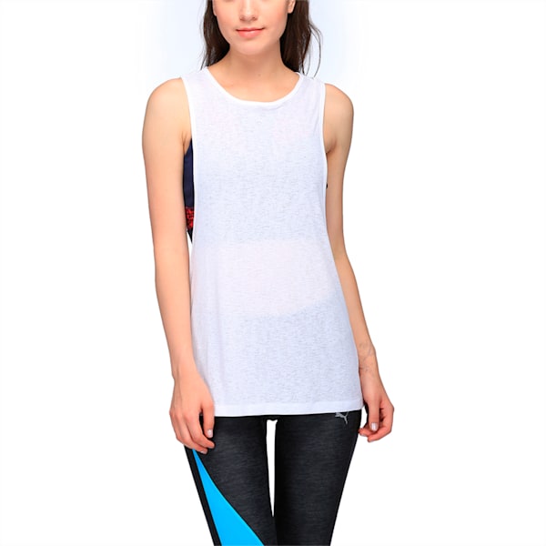 Active Training Women's Layer Tank Top, Puma White-blk white explosive print, extralarge-IND