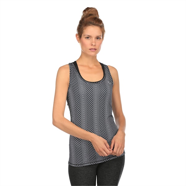 Women's Essential Layer Graphic Training Tank Top, puma black-Meta prt, extralarge-IND