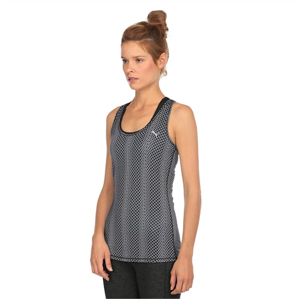 Women's Essential Layer Graphic Training Tank Top, puma black-Meta prt, extralarge-IND