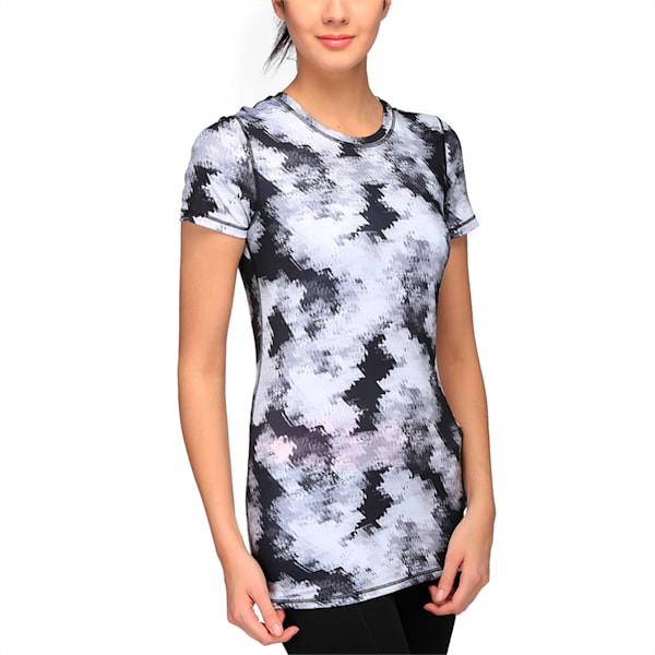 Training Women's Essential Graphic T-Shirt, black-white explosive print, extralarge-IND