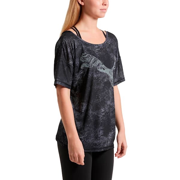 Active Training Dancer Drapey T-Shirt, puma black-periscope-no color-Black quarry nature prt, extralarge