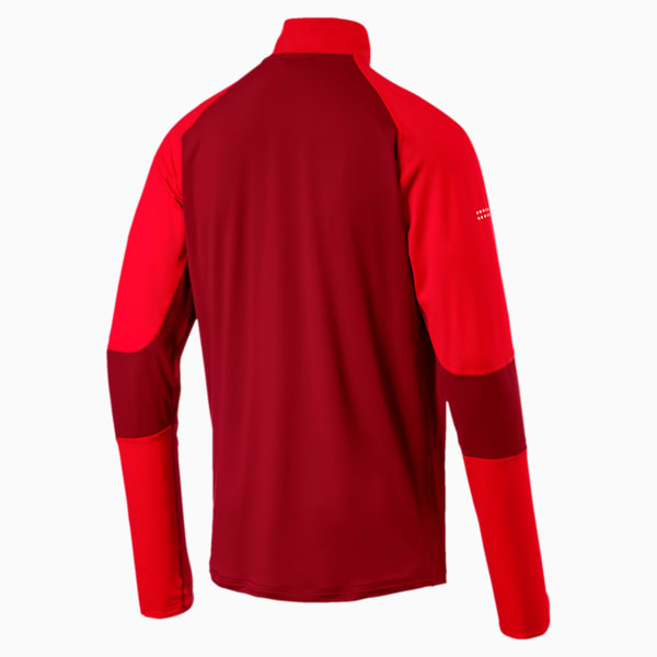 Run Half Zip Men’s Long Sleeve Running Top, Flame Scarlet-Red Dahlia, extralarge-IND