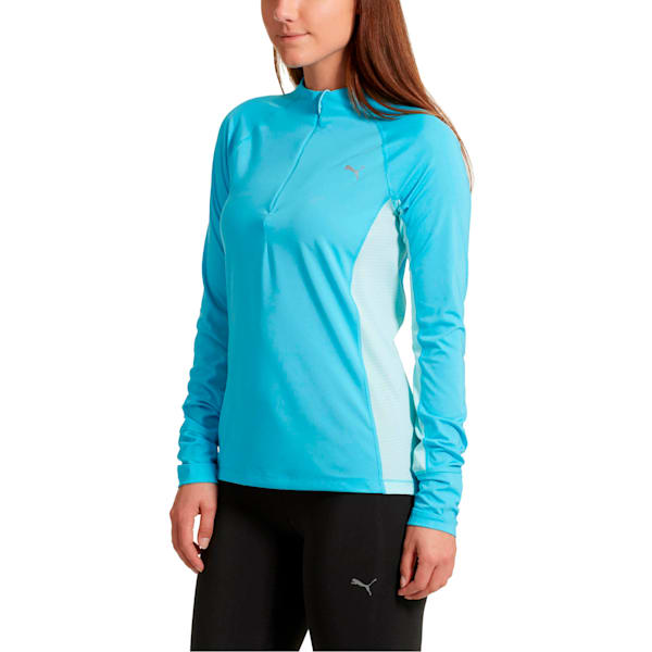 Summer Run Women’s Long Sleeve Half Zip Pullover, AQUARIUS-Island Paradise, extralarge
