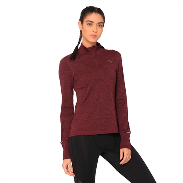 Ignite Half Zip Women's Running Pullover, Fig Heather, extralarge-IND