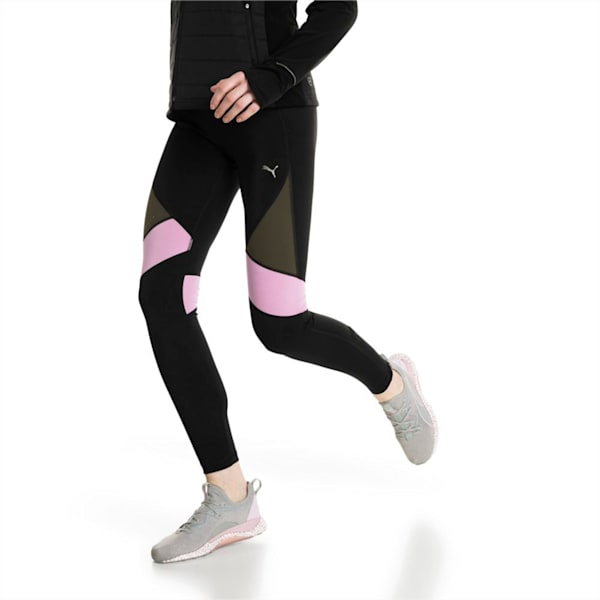 IGNITE Women's Running Tights, Puma Black-Forest Night-Orchid, extralarge-IND