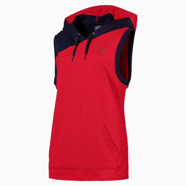 A.C.E. Sleeveless Women's Hoodie, Ribbon Red-Peacoat, extralarge