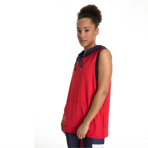 A.C.E. Sleeveless Women's Hoodie, Ribbon Red-Peacoat