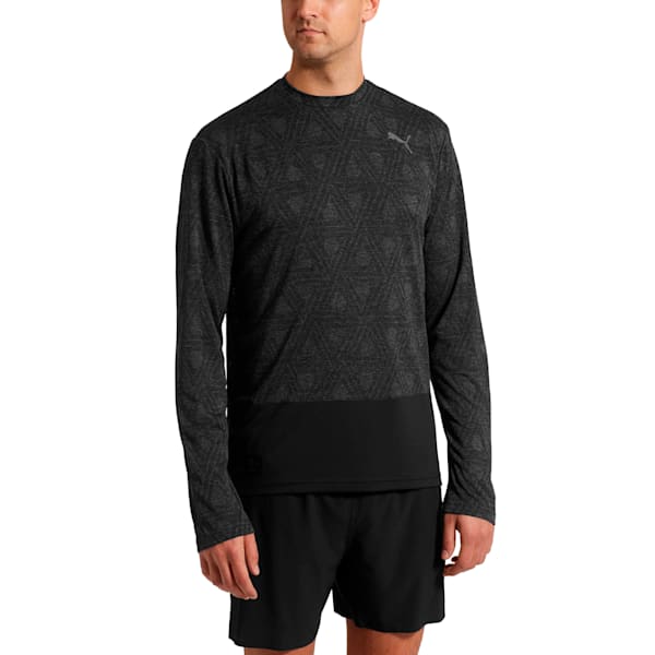 Energy Long Sleeve Tech Hooded Men's Running Top, Puma Black, extralarge