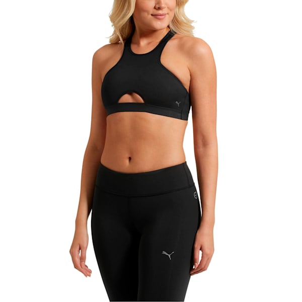 Training Women's Cutout Mid Impact Bra Top, Puma Black, extralarge