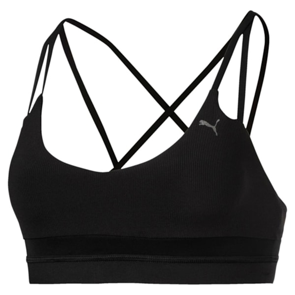 Strappy Mix Low Impact Women's Bra Top, Puma Black, extralarge-IND