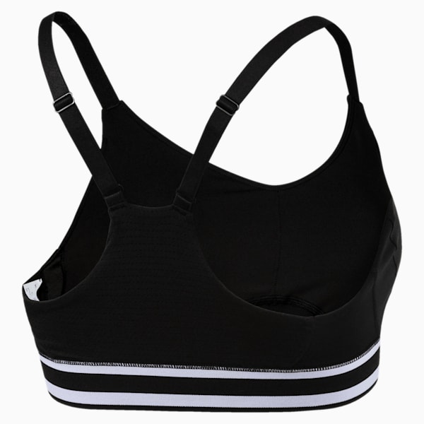 Logo Women's Mid Impact Bra, Puma Black-silver CAT, extralarge