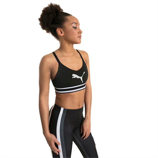 Mid Impact Logo Women's Bra Top, Puma Black-silver CAT, extralarge-IND