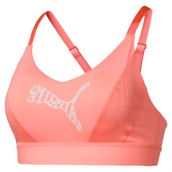 Mid Impact Logo Women's Bra Top, Bright Peach, extralarge-IND