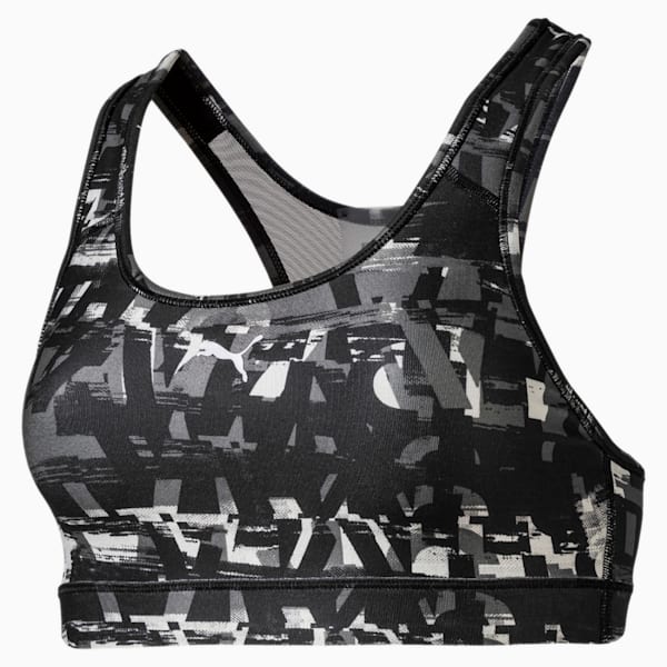 4Keeps Graphic Women's Mid Impact Bra, Puma Black, extralarge