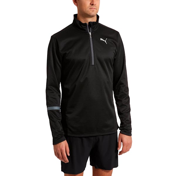 IGNITE Pace Half Zip Men's Running Midlayer, Puma Black Heather, extralarge