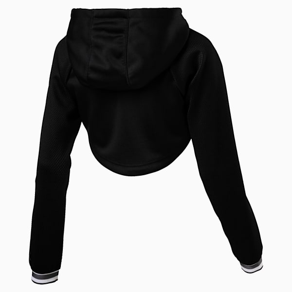 Varsity Cropped Cover-Up Women's Hoodie, Puma Black, extralarge