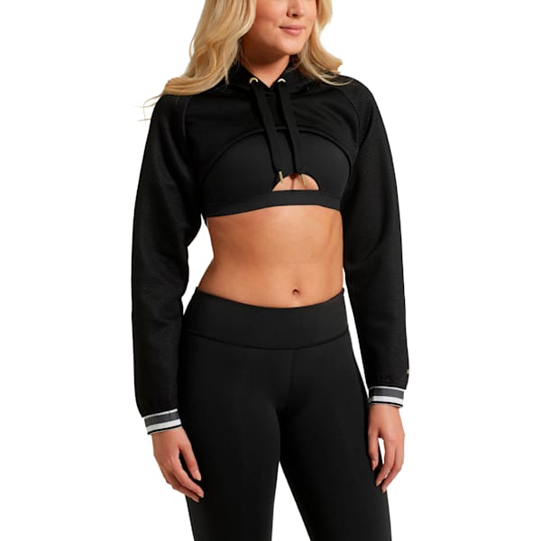 Varsity Cropped Cover-Up Women's Hoodie, Puma Black, extralarge
