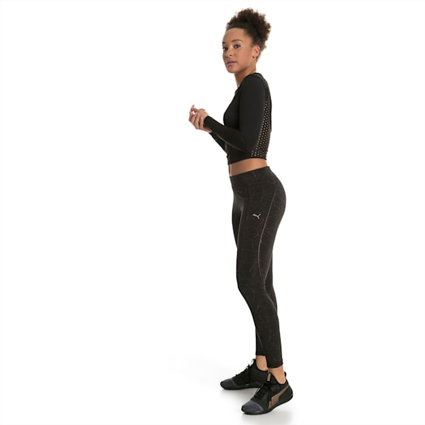 Luxe Long Sleeve Women's Crop Top, Puma Black, extralarge