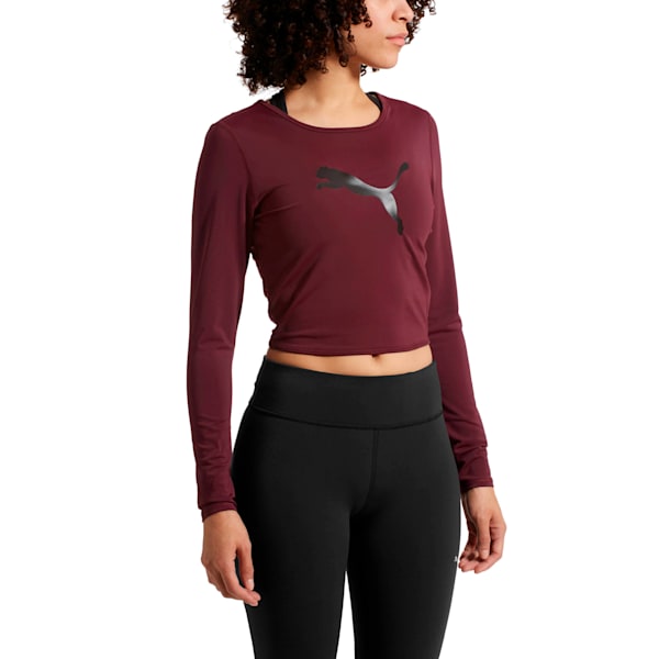Luxe Long Sleeve Women's Crop Top, Fig, extralarge