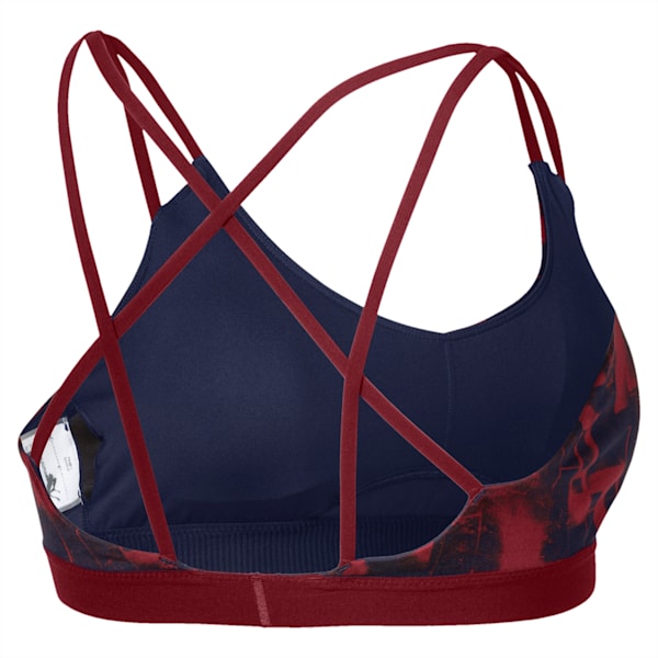 Strappy Low Impact Graphic Women's Bra Top, pomegranate-peacoat, extralarge-IND