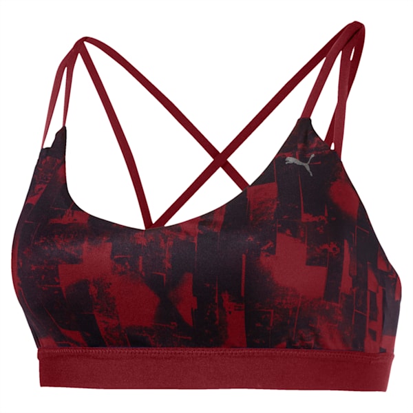 Strappy Low Impact Graphic Women's Bra Top, pomegranate-peacoat, extralarge-IND