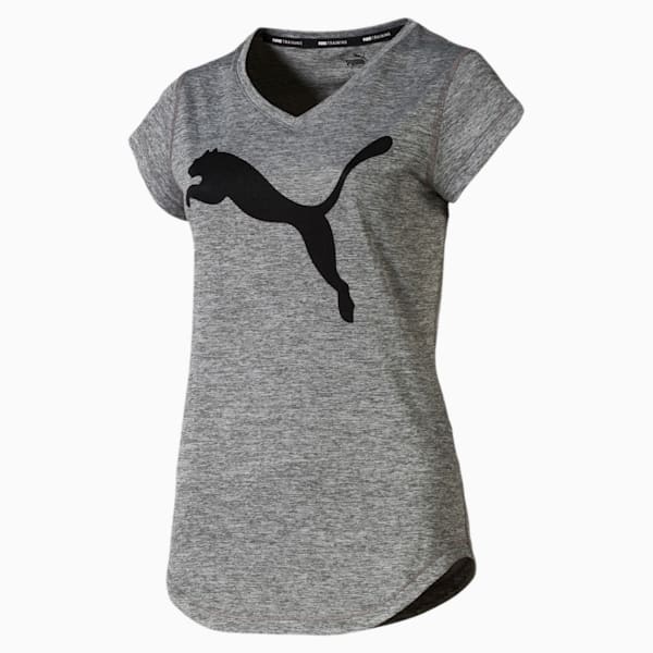Heather Cat V-neck Women's Training T-Shirt, Medium Gray Heather, extralarge-IND