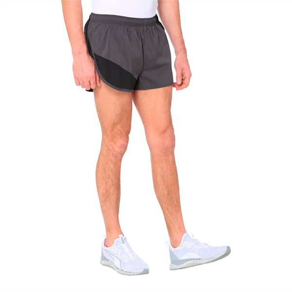 IGNITE Men's Running Split Shorts, Puma Black-Asphalt, extralarge-IND