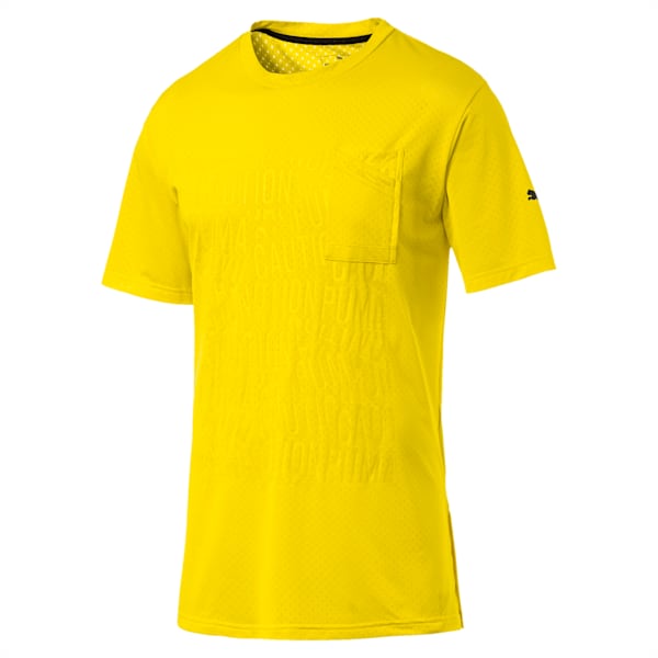 CAUTION Short Sleeve Men's Training Tee, Blazing Yellow, extralarge-IND