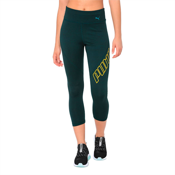 Yogini Logo 3/4 Women's Tights, Ponderosa Pine Heather, extralarge-IND