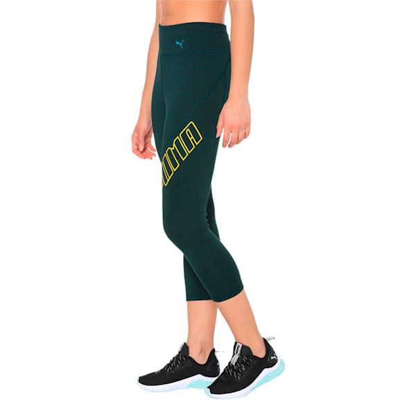 Yogini Logo 3/4 Women's Tights, Ponderosa Pine Heather, extralarge-IND
