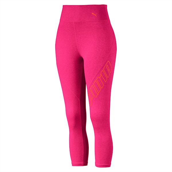 Yogini Logo 3/4 Women's Tights, Fuchsia Purple Heather, extralarge-IND
