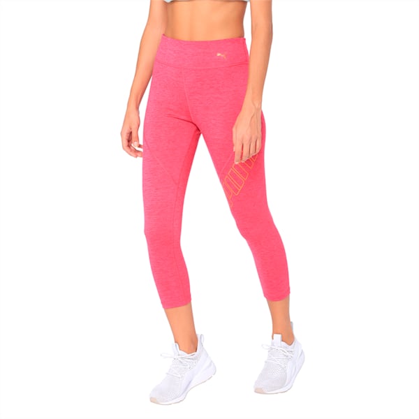 Yogini Logo 3/4 Women's Tights, Fuchsia Purple Heather, extralarge-IND