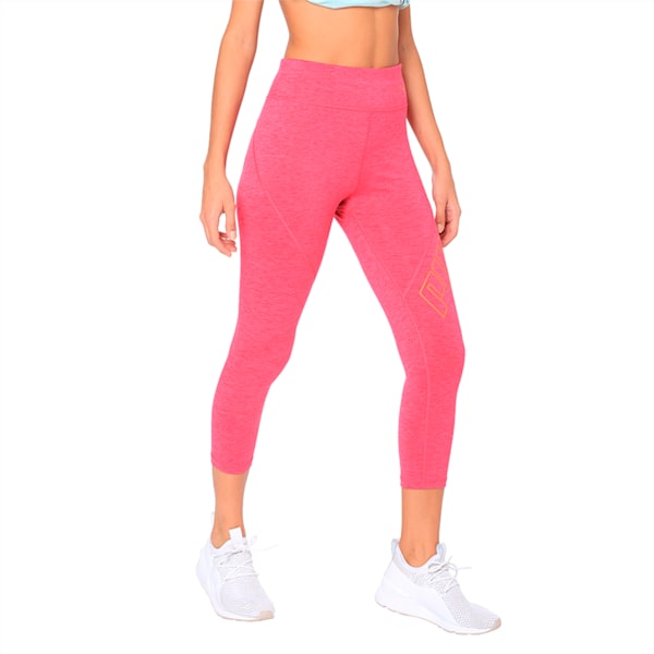 Yogini Logo 3/4 Women's Tights, Fuchsia Purple Heather, extralarge-IND