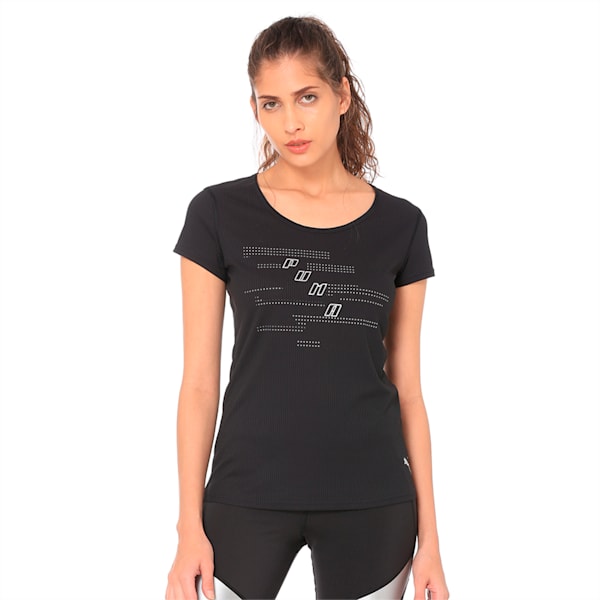 Ignite Short Sleeve Women's Running Tee, Puma Black-Q1, extralarge-IND