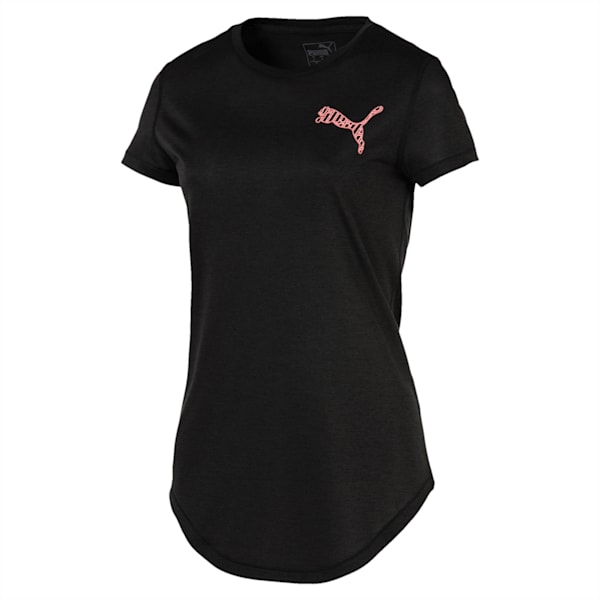 Heather Small Cat Women's Training Tee, Puma Black Heather, extralarge-IND