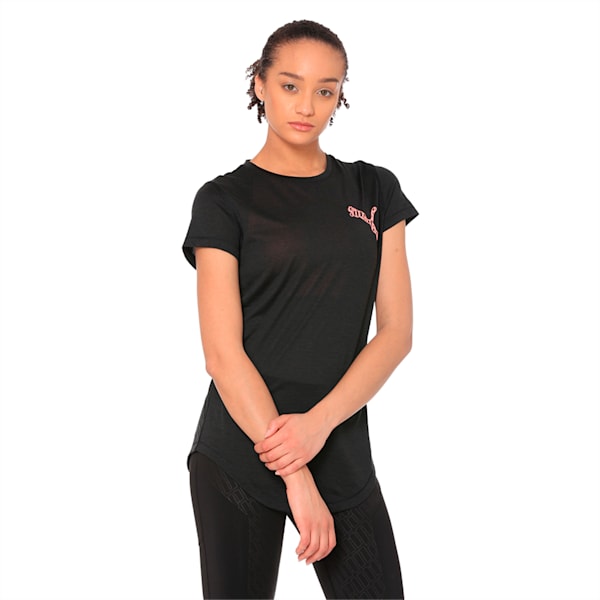 Heather Small Cat Women's Training Tee, Puma Black Heather, extralarge-IND